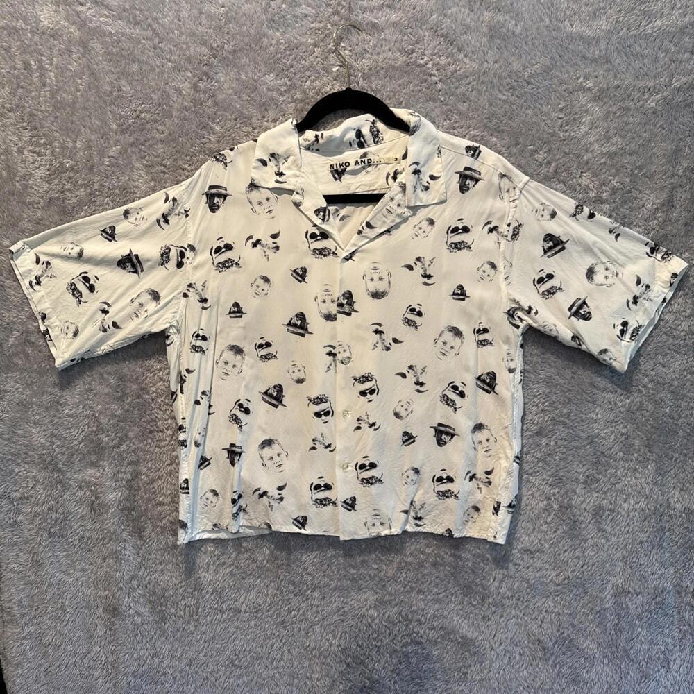 Niko And...  Mens White Button Shirt Faces Pleated Size 3 Medium